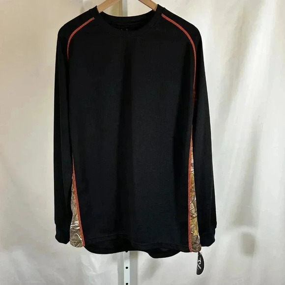 2/$30 RealTree Size Large Shirt Waffle Knit Long Sleeve Black - Picture 1 of 7